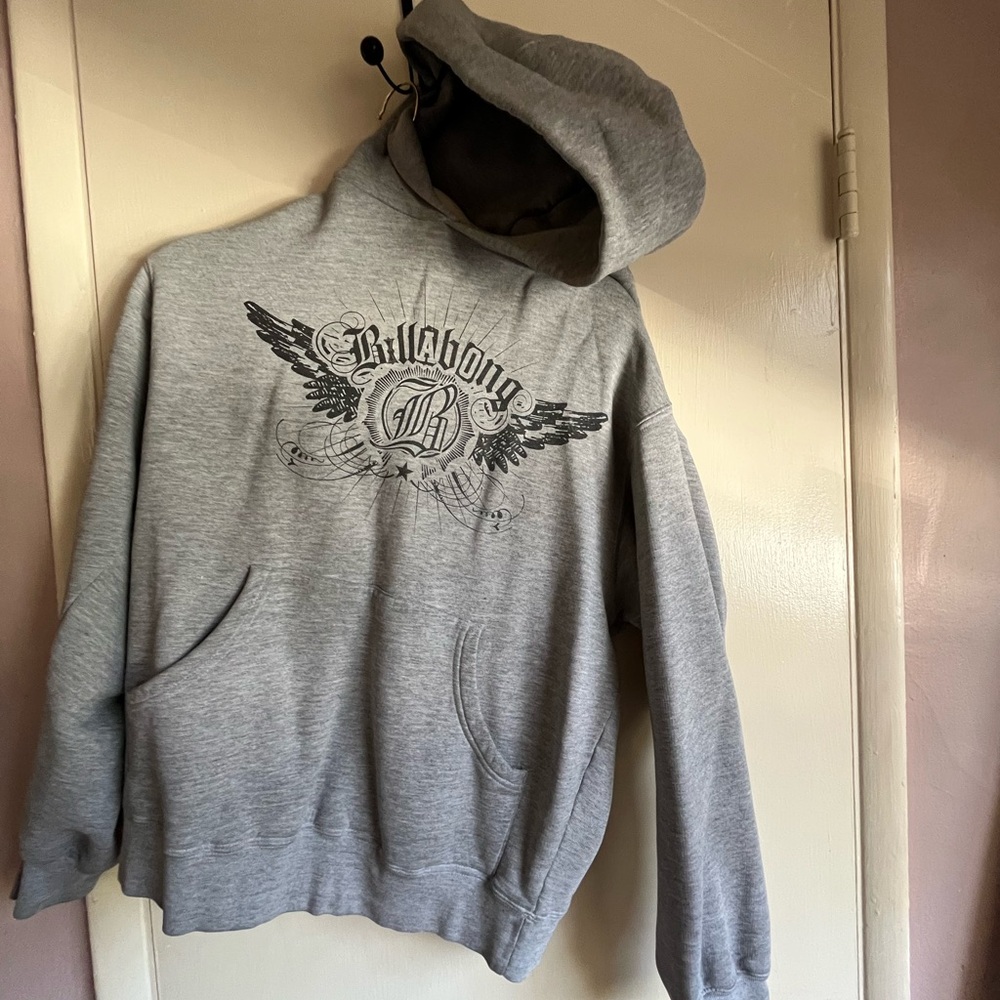 Billabong Men's Grey Pullover Hoodie - Graphic Logo